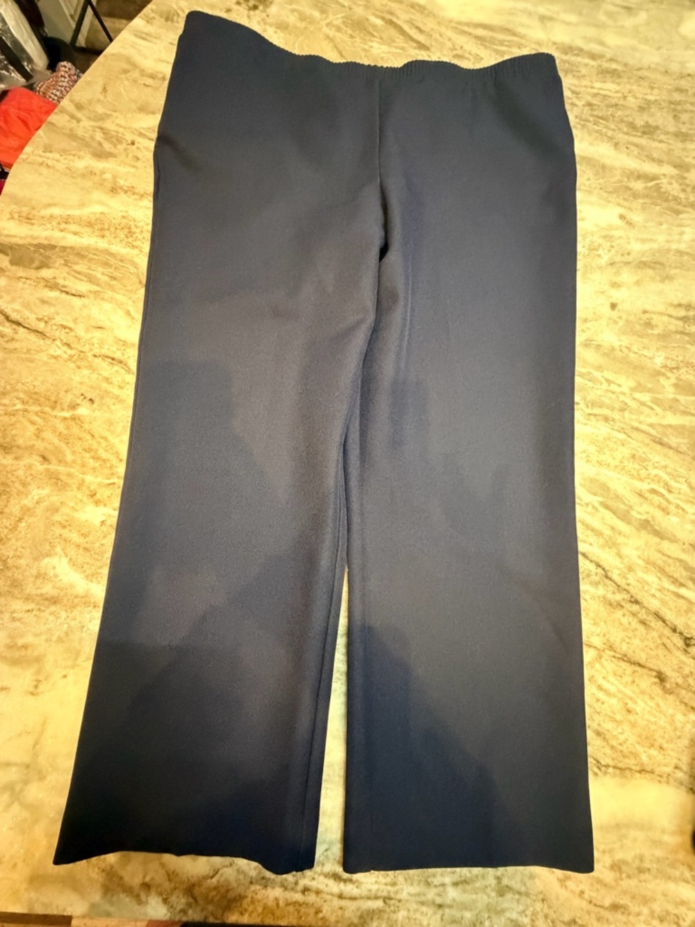 Alfred Dunner Pull On Pants Women Size 12 Navy Elastic Waist Dress Slacks